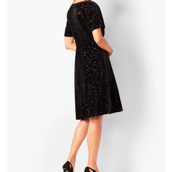 RSVP Talbots Dress Velvet Sequin MIDI Black NWT size 12. Perfect for holidays - Picture 3 of 7